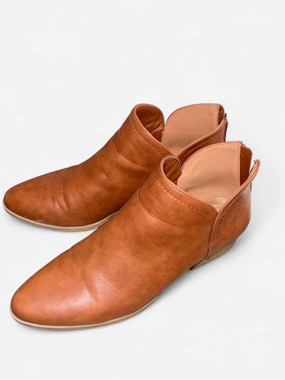 Maurices Cognac Brown Leather Ankle Booties